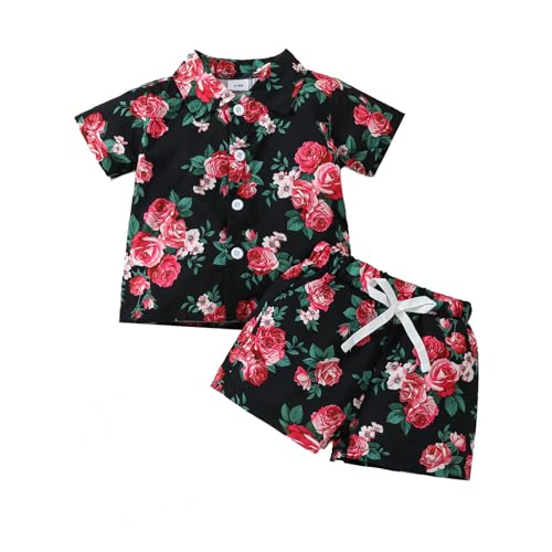 Conjunto de 2 piezas infantil transpirable con estampado floral colorido de verano 1