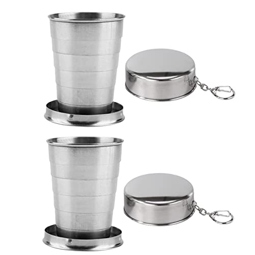 DTOL Stainless Steel Travel Folding Glass/Cup Telescopic Mug 2 Pack