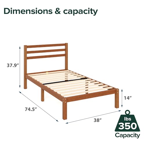 Image of Zinus Leah Bamboo Platform Bed Frame with Headboard, No Box Spring Needed, Wood Slat Support, Easy Assembly, Twin