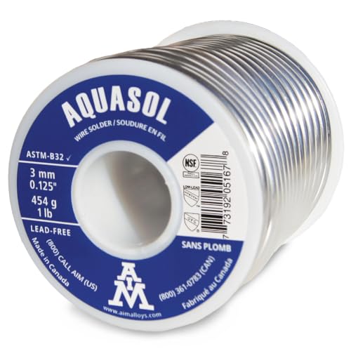 Image of AIM Lead-Free Plumbing Solder, Silver Bearing, 0.125inch dia, 1 Lb Spool