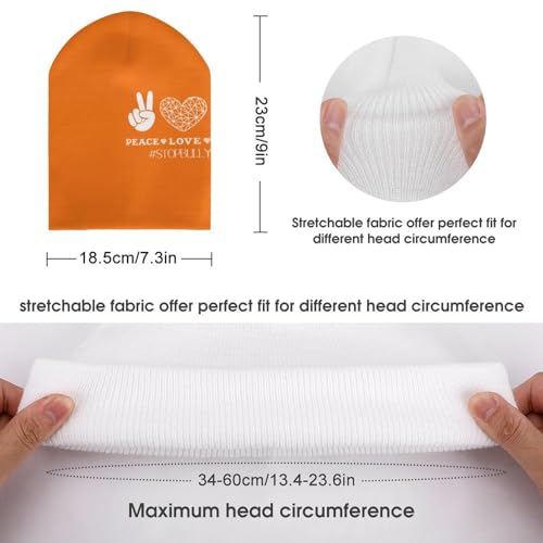 Unity Day - Peace Love Unity Anti Bullying Orange Kids Beanie Hat for for Girls Boys Children Cap Winter Knitted Chemo Cancer Headwear Accessories Gifts Decoration2