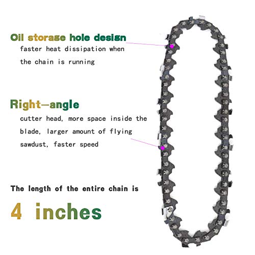 DAANT Chain Saw Chains, for 4 Inch Mini Cordless Handheld Electric Chainsaw, Shape and Wear Resistance, Smooth Cutting, Easy to Install (4 Inch)