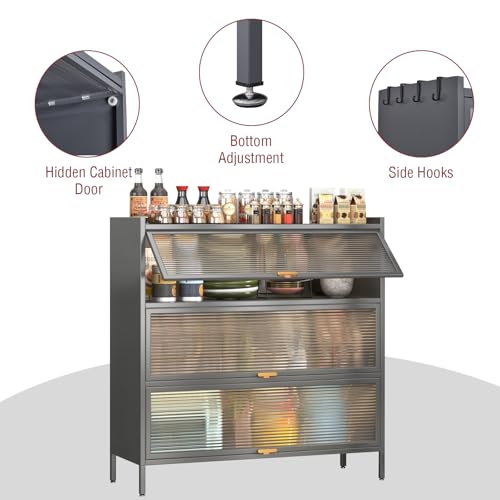 Support à micro-ondes avec rangement et étagère de boulanger