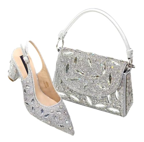 Chaussures et sac nigérian argentés 40 pour rayonner lors d'un mariage ou d'une grande fête