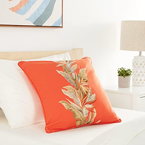 Tommy Bahama Throw Pillow Soft Cotton Bedding, Stylish Tropical Home Decor, 20 In X 20 In, Birds Of Paradise Orange #TOP7
