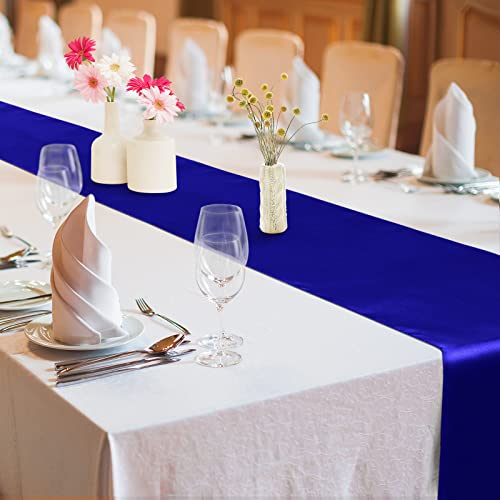 Aneco 24 Pack Satin Table Runner 12 X 108 Inch Royal Blue Long Bright Silk And Smooth Fabric Table Runner For Wedding Banquet Birthday Party Table Decoration #TOP4