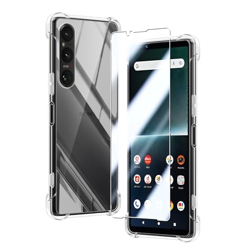 Ή Xperia1 vi P[X NA P[X Sony Xperia1 vi SO-51E SOG13 XQ-EC44 Jo[ TPU یP[X Jo[w + KXtB tB {Ɏq tB KX dx9H ߗ U