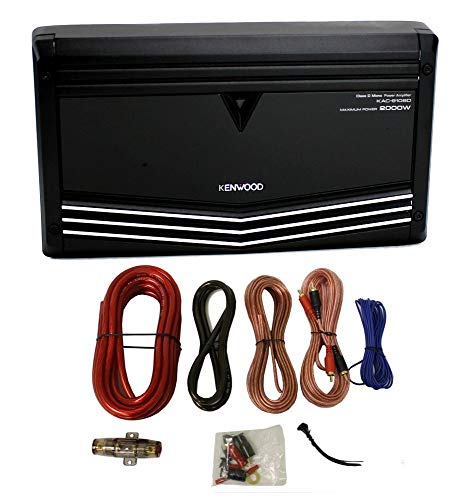 Kenwood KAC-9106D 2000W Monoblock Class D Car Audio Power Amplifier + Amp Kit (Renewed)