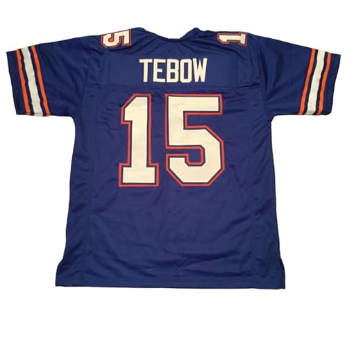 Tim Tebow Jersey Stitched Blue Custom Football New No...