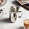 Milk Frothing Pitcher with Latte Art Pen,12oz Milk Frother Cup with Clear Scale, 304 Stainless Steel Cappuccino Espresso Machine Accessories for Barista Coffee Bar with Latte Art Pen, Silver #4