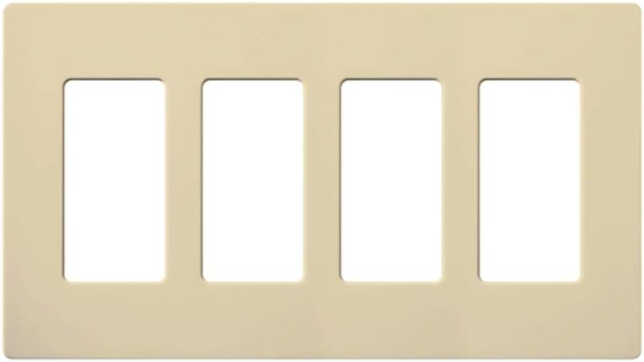 Lutron Claro Light Switch Cover Plate, 4 Gang Wallplate, Rocker Light Switch Cover, Screwless Plate For Outlets, Satin, SC-4-BI, Biscuit