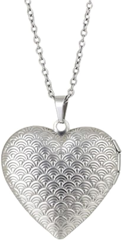 Heart Locket Necklace Pendant Dainty Memorial Keepsake Locket Necklace That Holds Pictures Stainless Steel Heart Photo Box Necklace for Women Lover Mother Father Daughter Son Fashion Jewelry Gifts