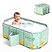 Lafisun Foldable Baby Bath, Portable Baby Bathtub, All-in-One Design with Drain Plug, Large Toddler Bath for Ages 0-8, 78 X 45 X 30 CM(Cyan)
