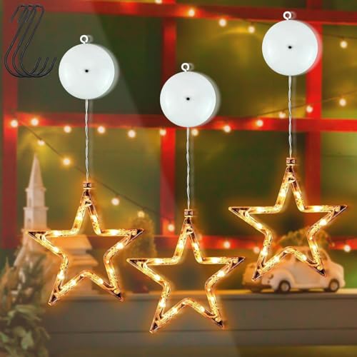3 Stück LED Sterne Weihnachtsdeko, 10 LED Weihnachtsbeleuchtung...