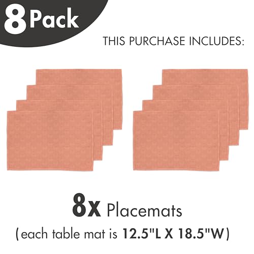 Ambesonne SER-2_43650 Peach Place Mats Set Of 8, Flower Ornate Pattern Nature Inspired Image thumb #6