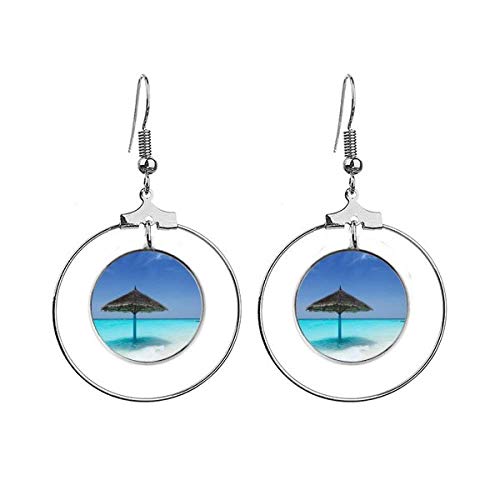 Boucles d'oreilles arbre vert océan style art déco pour femme