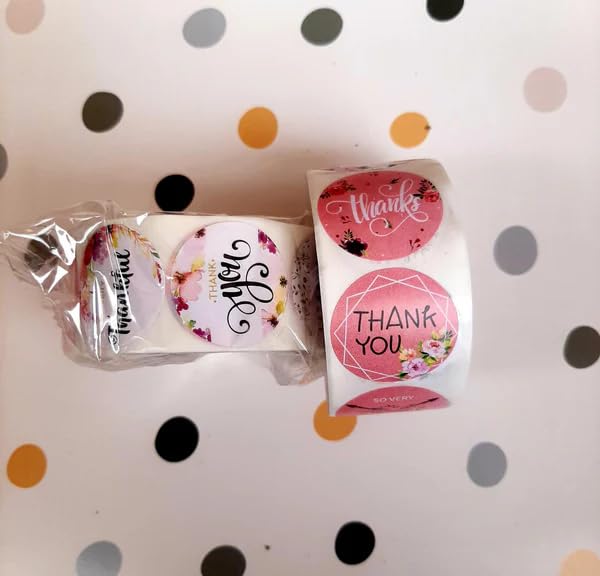 Image of Alokik Enterprise 500 Pcs Thank You Watercolor Stickers, Round Thank You Adhesive Sticker for Small Business Wedding Supplies Packing Stickers Gift Wrap (500 in 1 Decorative Sticker Roll)