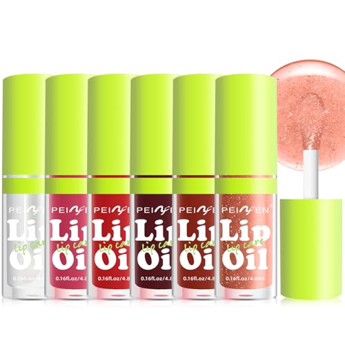 6 Colors Lip Oil Lip Glaze, Fat Oil Lip Gloss, Big Brush Head Hyd...