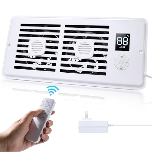 AGPTEK Register Booster Fan for 4 x 12 Register Holes Quiet Air Vent Fans with 10-Speed Intelligent Thermostat & Remote Control Heating Cooling AC Vent Fan for Room Wall Floor Ceiling