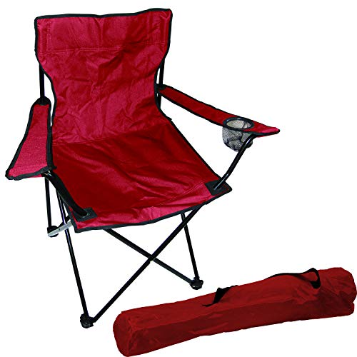 Fauteuil de pêche pliable avec porte-gobelet et sac Rouge