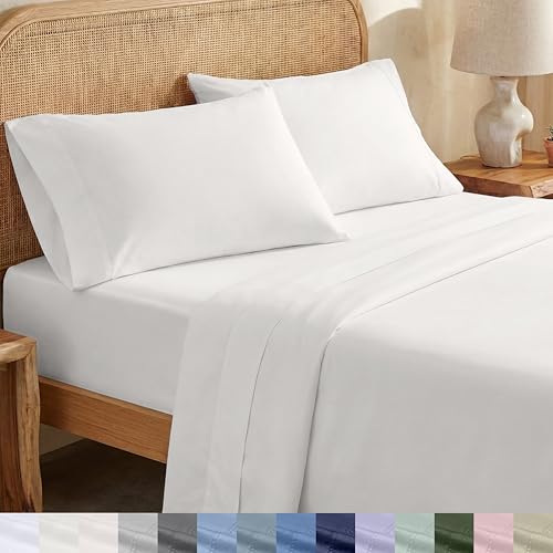 California Design Den King Sheets Set - Soft 100% Organic Cotton Sheets with Deep Pockets Crisp Percale Breathable and Durable Bedding Set - True Ivory