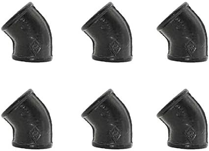 GeilSpace 45-Degree-Elbow, Malleable Iron Pipe Fittings - Vintage DIY Industrial Shelving, Industrial Decor, Furniture DIY (1/2", Black)