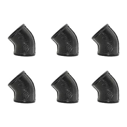 GeilSpace 45-Degree-Elbow, Malleable Iron Pipe Fittings - Vintage DIY Industrial Shelving, Industrial Decor, Furniture DIY (1/2", Black) Cover