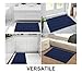 Grandaily Chenille Striped Bathroom Rugs 24x16, Extra Thick and Absorbent Bath Mats, Non-Slip Soft Plush Shaggy Shower Carpet, Machine Wash Dry, Bath Rug for Bathroom, (Small, Navy)