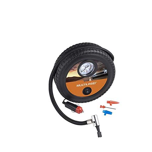 Compressor de Ar Roda 12v Vazão 15l + Min 150psi 3 Bicos Adaptadores Multilaser - AU615