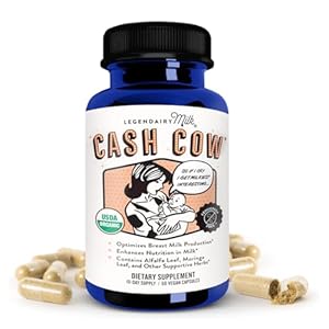 Legendairy Milk Cash Cow Lactation Supplement, Moringa, Alfalfa, and Goat’s Rue Breastfeeding Supplement for Milk Supply Increase, Fenugreek-Free, Certified Organic, Vegan, Non-GMO, 60 Capsules