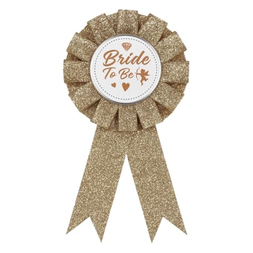 Image of Wanna Party Bride to Be Award Ribbon Tinplate Badge Pins Wedding Buttons for Wedding Bridal Shower Party Decorations - Champagne Gold