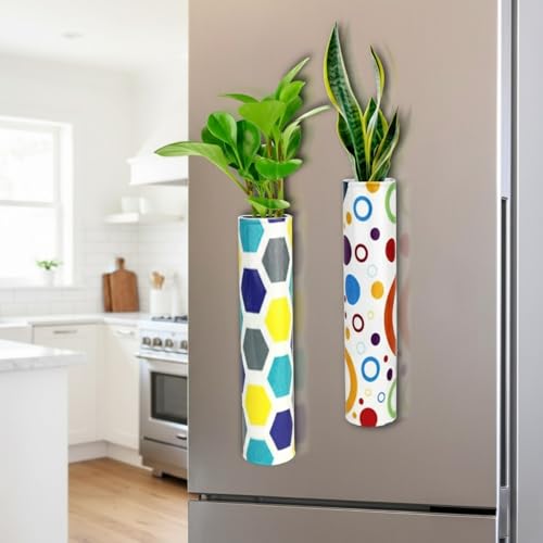 Image of Magnetix Magnetic Planters - Stylish Mini Fridge Planters for Indoor Plants, Creative Space-Saving Green Decor for Home, Kitchen & Office (Chroma Bloom)