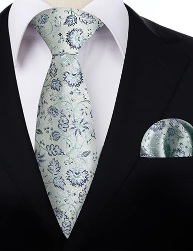 Image of Alizeal Mens 3.15inches Leaf Flower Pattern Tie Set