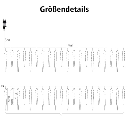 Guirlande LED gouttes de glace extérieur 4m ZAIYW blanc chaud Noël