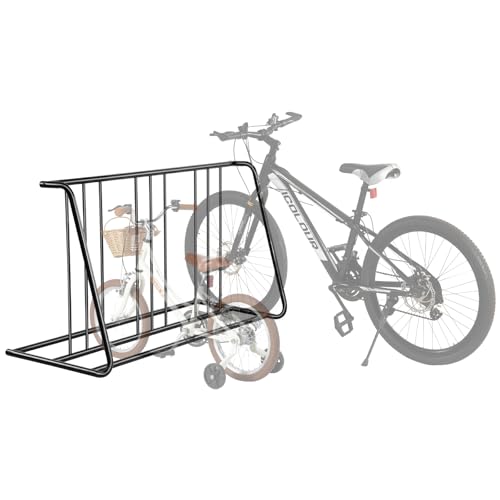 VEVOR Soporte para Aparcar 6 Bicicletas para Neumáticos hasta 7,62 cm de Ancho Aparcabicicletas de Doble Cara Soporte de Suelo para Guardar Bicicletas en Garaje, Aparcamiento, Interior, Exterior