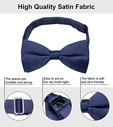 Image of YourTies Bow Ties for Men Pretied Bowties Solid Color Satin Bow Tie Formal Business Tuxedo Wedding Party Prom
