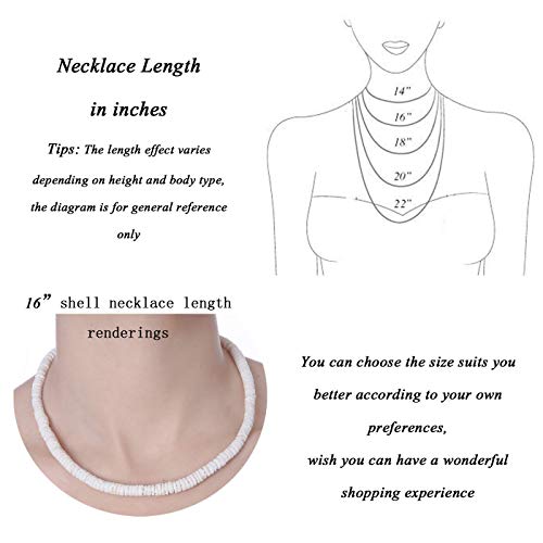 Dremcoue Adjustable Puka Clam Chips Seashell Necklace Choker Handmade Smooth White Shell Necklace Hawaii Beach Jewerly 16'' #TOP1