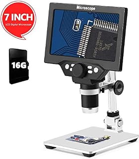 LCD 7 Inch Digital Microscope 1-1200X Maginfication with 16G TF Card,Yvelines 12MP Camera