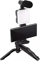Kit Gravação Luz Led Com Tripé Suporte Celular Selfie, Vídeo Vlog, YouTube, Transmissão ao vivo, Filmagem, Videoconferencia Com Microfone e Controle Remeto - Tubarão Stores.