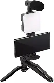 Kit Gravação Luz Led Com Tripé Suporte Celular Selfie, Vídeo Vlog, YouTube, Transmissão ao vivo, Filmagem, Videoconferencia Com Microfone e Controle Remeto - Tubarão Stores.