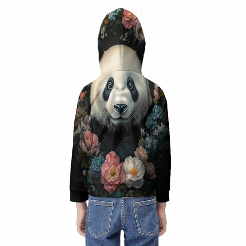 Sweat panda en fleurs pour enfant de 13-15 ans pull décontracté - 6