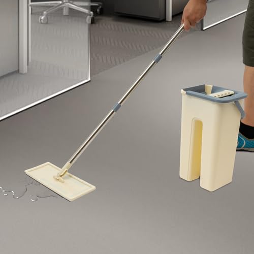 Wischmopp Set mit Eimer, 128cm Wischmopp mit 6 Wischpads, 360° Drehbar Flachmopp und Eimer-Set, Bodenwischer Set mit 8L Eimer für Alle Böden – Bild 6