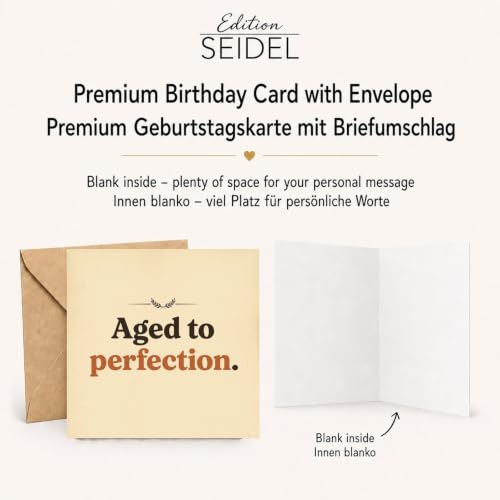Edition Seidel Premium Carte d'anniversaire carrée avec enveloppe. Carte de vœux anglais Happy Birthday pour Hommes Femmes Amis typografie edel (GQ1059 SW026) – vue 2