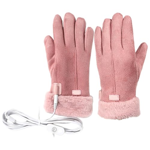 VERDANVERSE Guantes Calefactables Cuero y Forro de Coral USB 3 Niveles de Calor Calentamiento Eléctrico para Mujer Ideales para Actividades al Aire Libre y Esquí