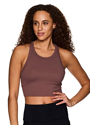 Rbx Women's Low Impact Super Soft Racerback Longline Yoga Sports Bra Solid Clay Xl #TOP20