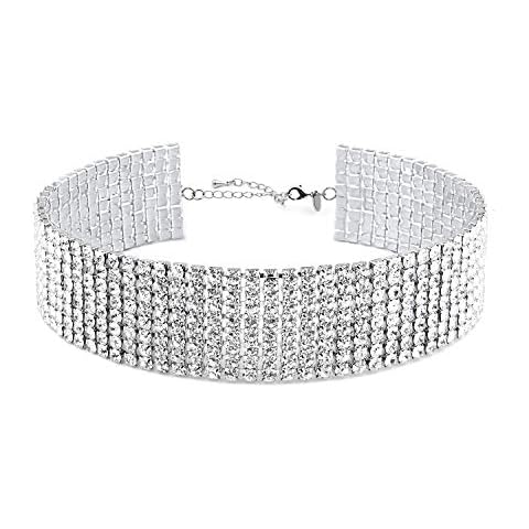 Zealmer Wide Fake Diamond Choker Necklace Cover