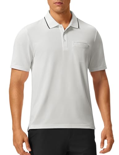 Image of Rdruko Men's Polo Shirts Short Sleeve Quick Dry Outdoor Golf Sports Shirts with Pocket