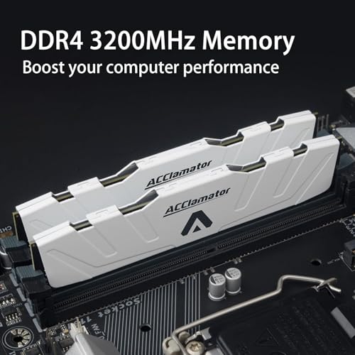 Image of DDR4 RAM 16GB (2x8GB) 3200MHz PC4-28800 CL18 1.35V XMP 288-pin Desktop PC Memory Module with Heatsink White Acclamator Ounce