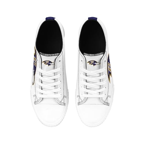 Image of FOCO NFL Womens NFL Ladies Fashion Team Big Logo Low Top White Canvas Sneakers Shoes