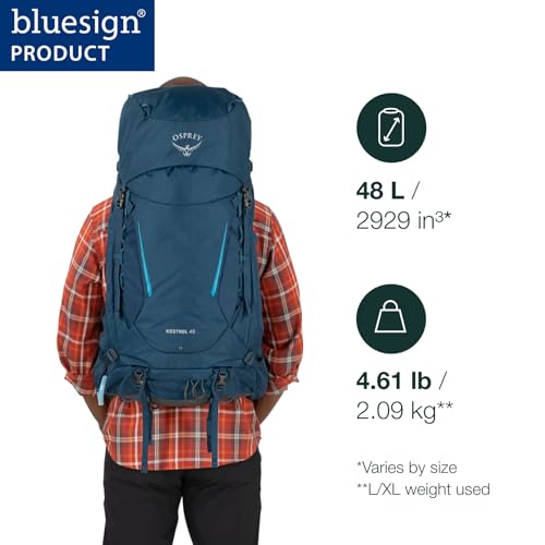 Osprey Kestrel 48L Men's Backpacking Backpack, Black, S/M2